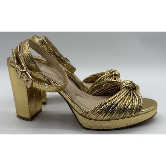 Jessica Simpson JS-Darleena Platform Gold Metallic Ankle Strap Block Heel Sz 9 - Picture 5 of 10